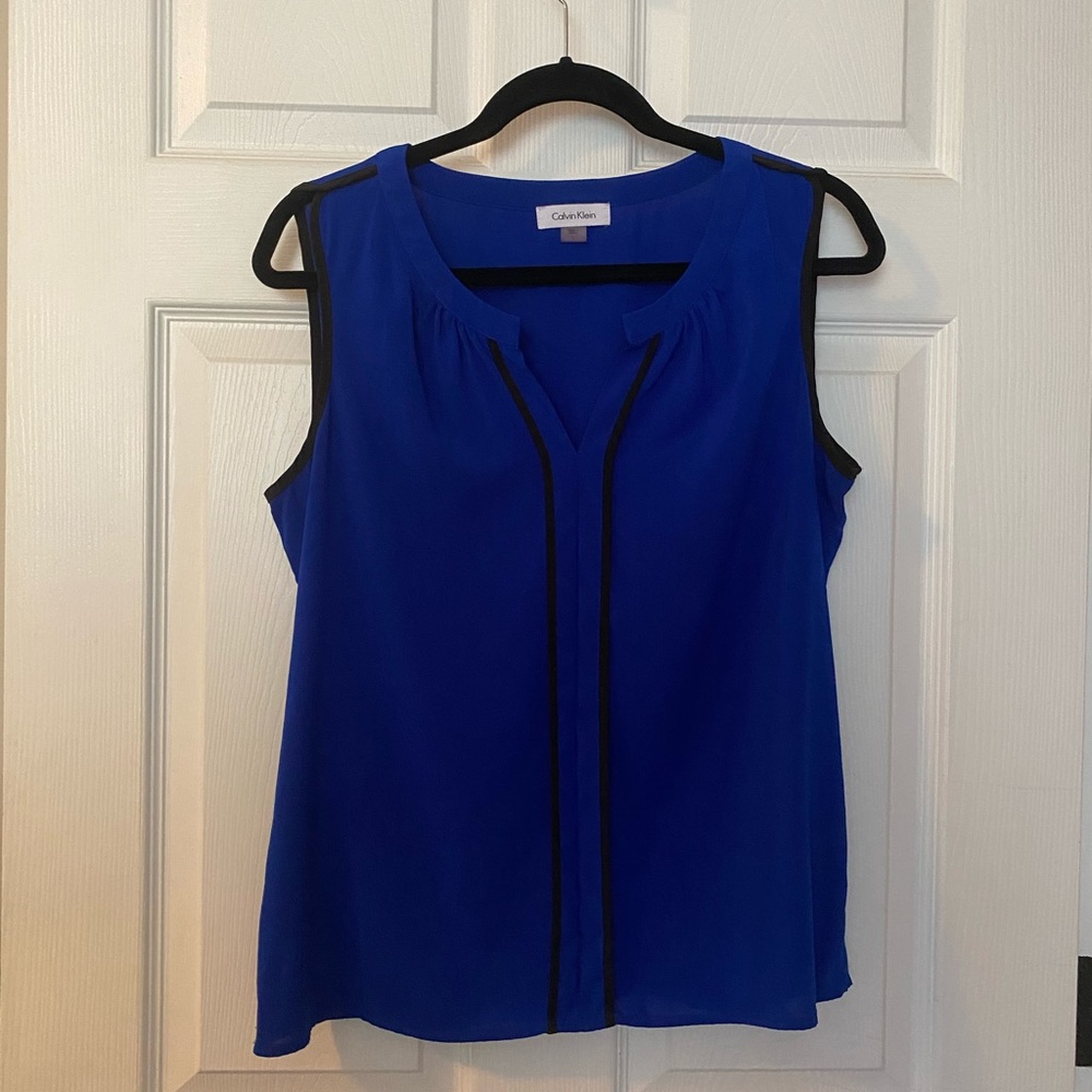 Calvin Klein Blue with Black Sleeveless Tank L